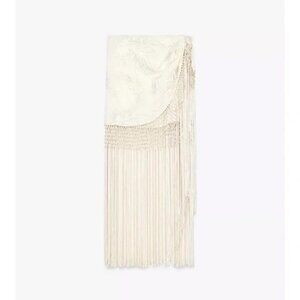 ZARA EMBROIDERED FRINGED WRAP SKIRT